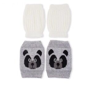 NEW No Boundaries 2 Pack Sweater Boot Toppers Solid Ivory & Gray Panda